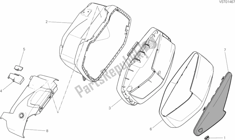 Wszystkie części do Lewa Sakwa Ducati Multistrada 1200 S Touring USA 2017